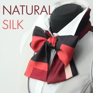 ‎Red Black Maroon Square Ornament Silk Skinny Scarf